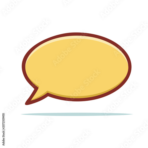 Yellow speech bubble with dark outline and shadow