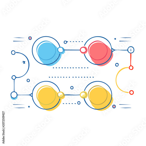 Abstract network of circles and lines on white background