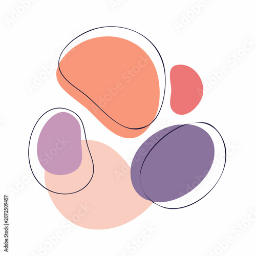 Abstract Organic Shapes with Pastel Colors and Black Outline