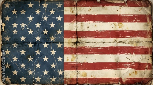 Distressed american flag texture close up vintage retro style
