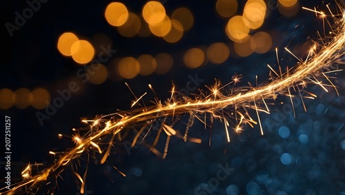Sparkler light wave with bokeh abstract festive background for holiday advertising