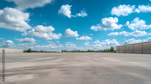 Empty Concrete Parking Lot Under a Clear Sky