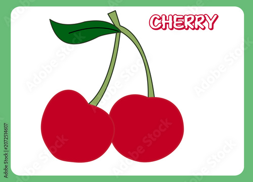 Cherry Fruit Vector Illustration Isolated on White Background