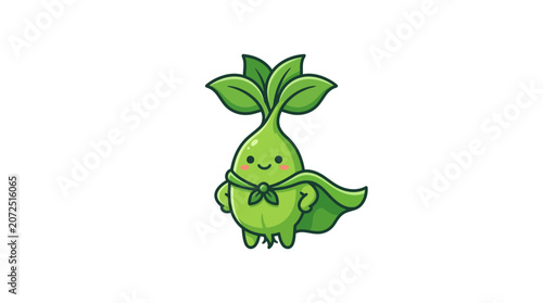 Cute Cartoon Plant Hero Mascot Character