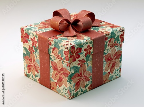 Gift box for christmas, birthday or party
with ribbon. Gift design, happy birthday
celebration decoration party festive and
surprise theme Vector illustration. Package
in Gift Wrap.