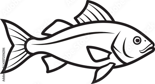 Fotografia A simple line drawing of a fish swimming gracefully through the water Vector