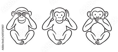 Obraz na plátně three wise monkeys hand drawn icon