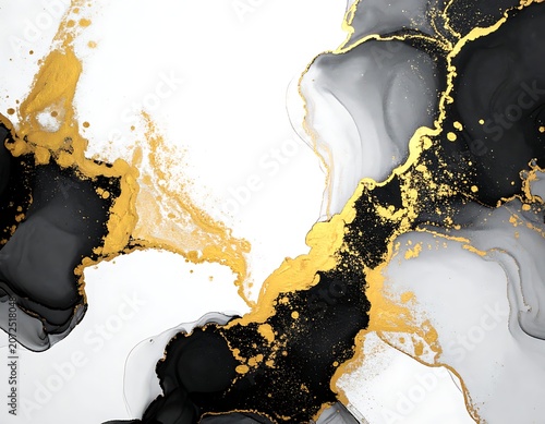 A swirling mix of black, white, and gold abstract patterns (1)