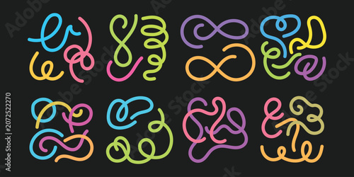 Colorful Abstract Continuous Line Shapes Collection with Modern Minimal Design
