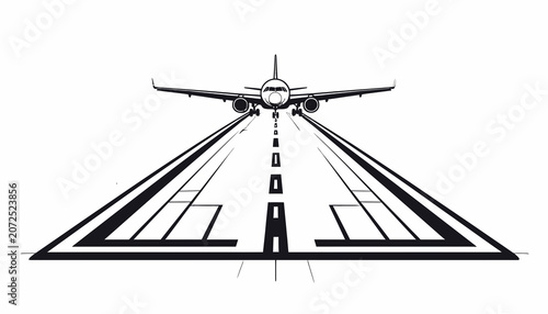 Bild auf Leinwand Airplane Taking Off on Runway Track.