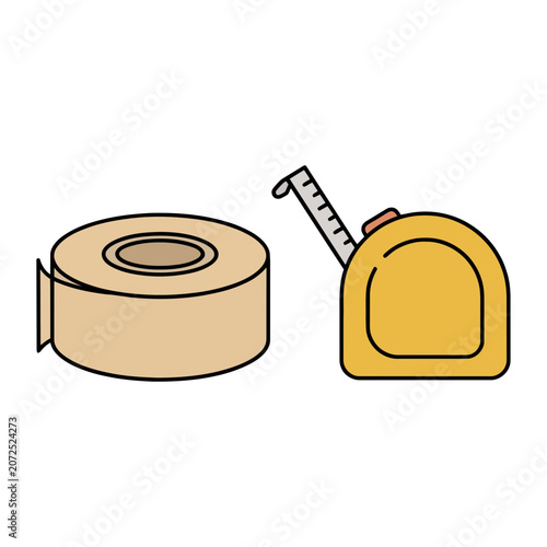 Flat illustration of measuring tape and roll