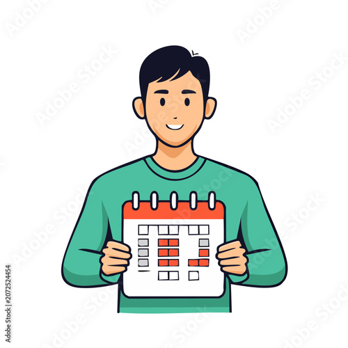 Man holding calendar in flat illustration style