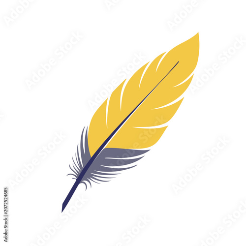 Yellow and blue feather vector illustration