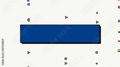 Minimalist Memphis Geometric Motion Graphic Background with Blue Title Bar for Presentation Template, Website Header, and Corporate Video Overlay