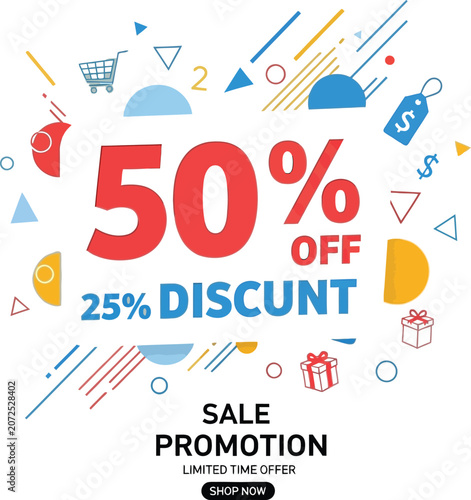 Fotografía Limited time offer sale promotion with fifty percent off and additional discount