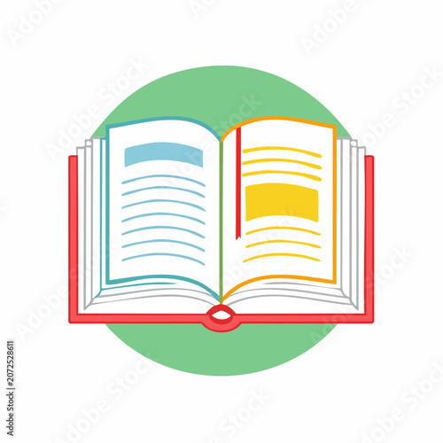 Open book icon with green circle background