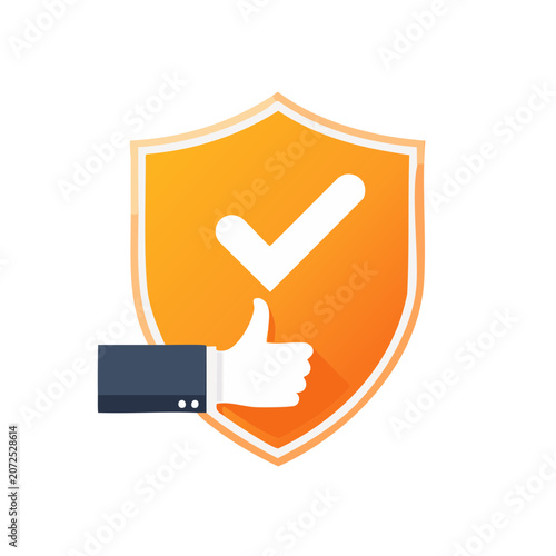 Orange shopping bag with checkmark icon