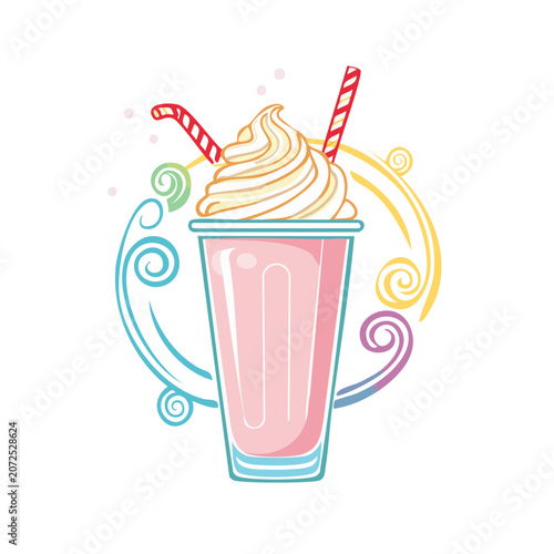 Pink ice cream cone with sprinkles vector