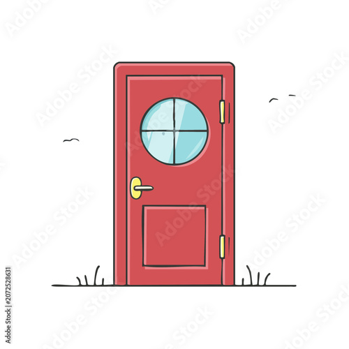 Red alarm clock flat vector illustration