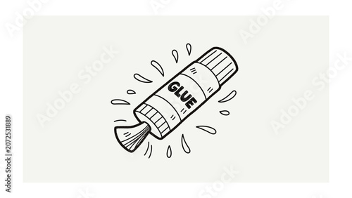 Hand drawn glue stick adhesive illustration with adhesive