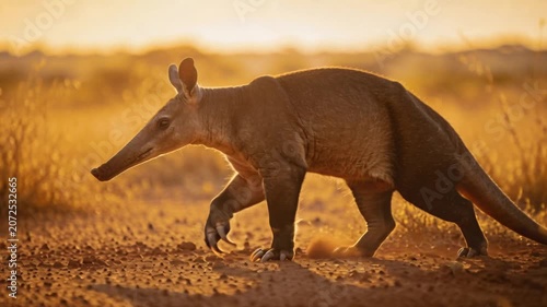 Aardvark at golden light blur background