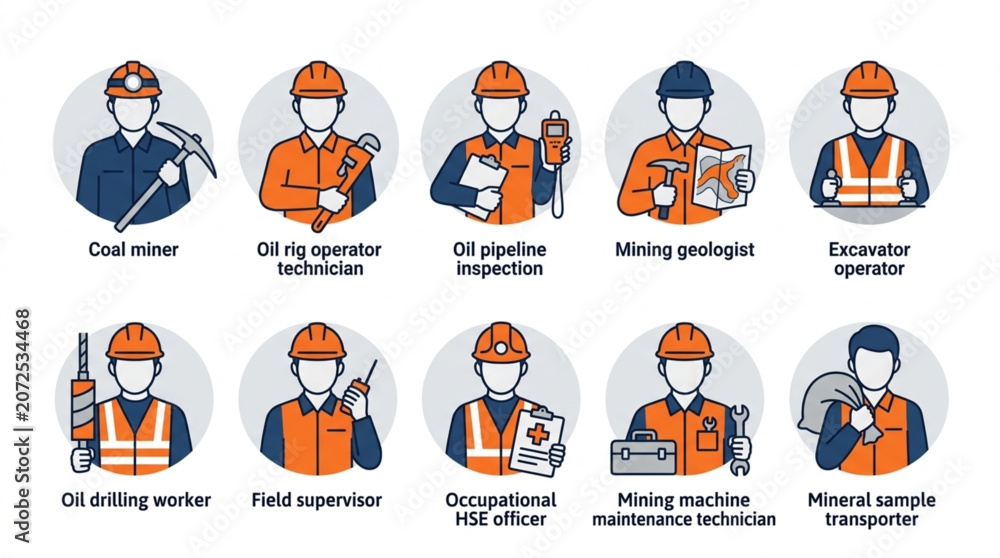 Fototapeta premium Icon set character workman and maintenance