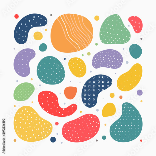 Abstract Organic Shapes with Dots and Lines Pattern