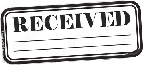Black ink rubber stamp with the word received