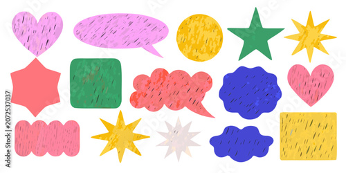 Konstfotografi Collection Of Colorful Speech Bubbles And Star Shapes Vector Illustration