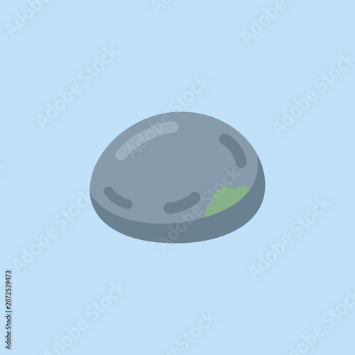 Εκτύπωση καμβά Minimalist illustration of a smooth grey stone with moss