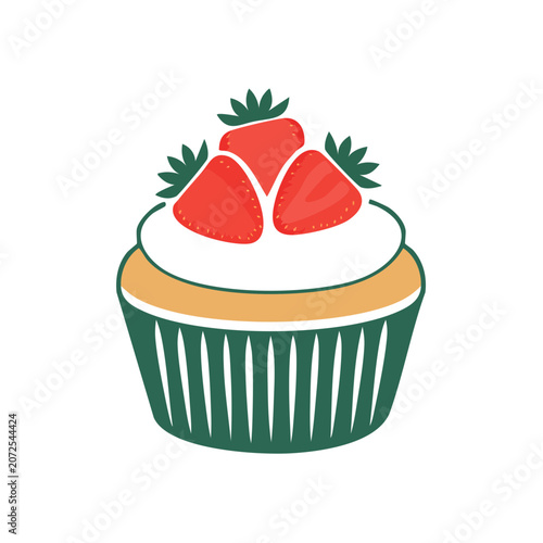 Flat vector illustration of a strawberry