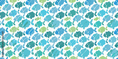 Cuadro en lienzo Fish Pattern Vector Illustration Featuring Teal And Lime Green Hues