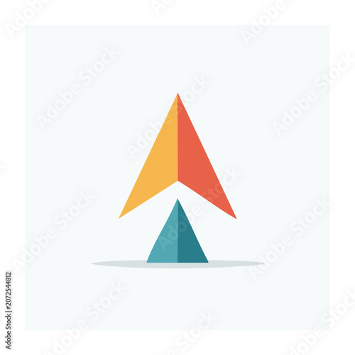 Upward arrow icon in flat design with gradient colors