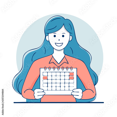 Woman holding calendar in flat illustration style