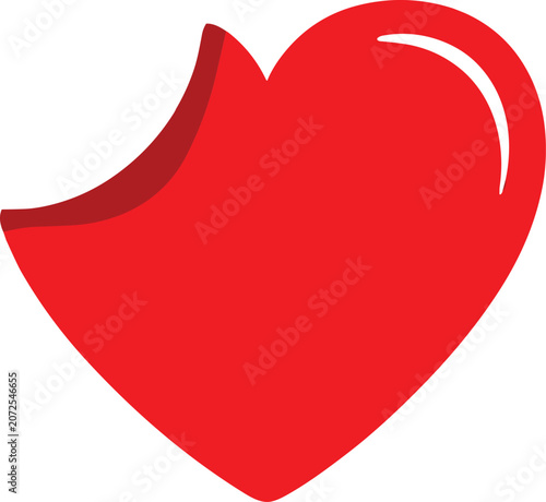 Vibrant red heart icon with a subtle 3D effect, ideal for expressing love and passion