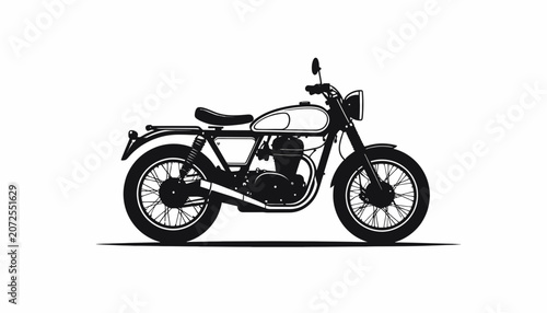 Classic Motorcycle Side View Profile.