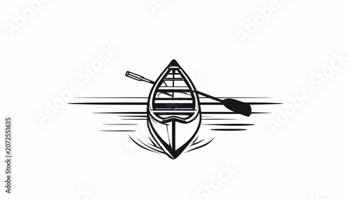 Black and white canoe boat icon.