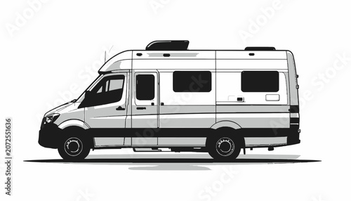 Camper Van Side View Illustration.