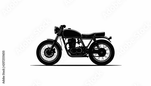 Classic Black Motorcycle Side View.