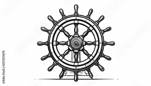 Vintage ship helm wheel nautical.
