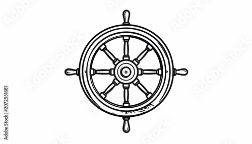 Ship Navigation Steering Wheel Closeup.