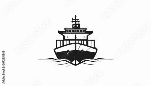 Large Ship Sailing on Water Surface.