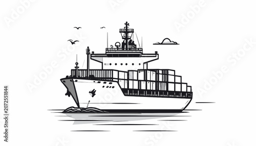 Large cargo ship in the water.