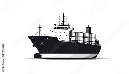 Large cargo ship sailing on water.