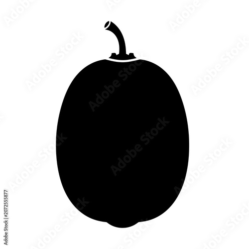 Minimalist Silhouette of a Bell Pepper with a Curved Stem on a White Background