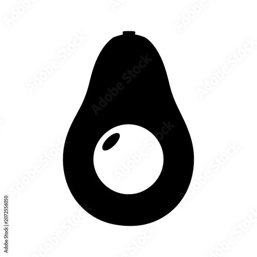 Minimalist Illustration of an Avocado with a Clear Seed and Dark Outer Skin for Healthy Food Design