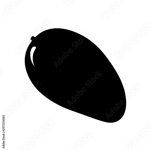 Minimalist Black and White Silhouette Representation of a Mango Fruit for Artistic and Design Use