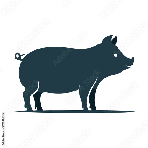 Black flat design cow silhouette vector