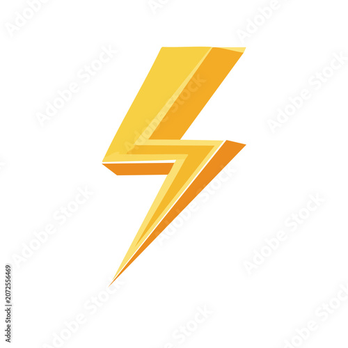 Yellow and orange lightning bolt vector icon