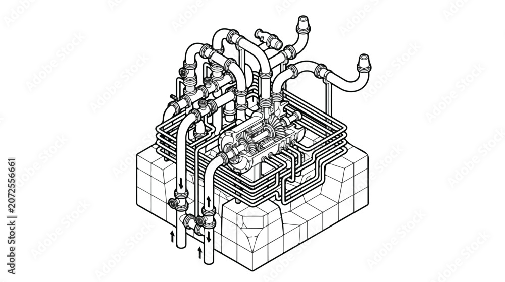 Obraz premium Industrial Pipe System Infrastructure.